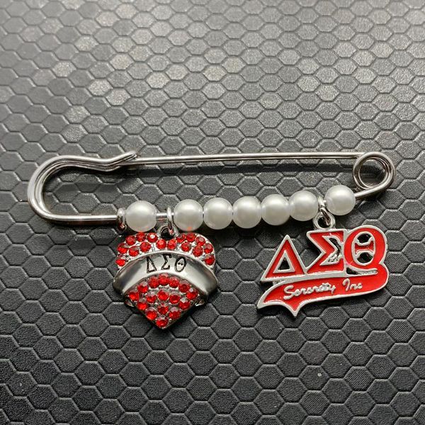 

pins, brooches university red sorority society delta elephant enamel metal heart pendant pearl brooch pin, Gray