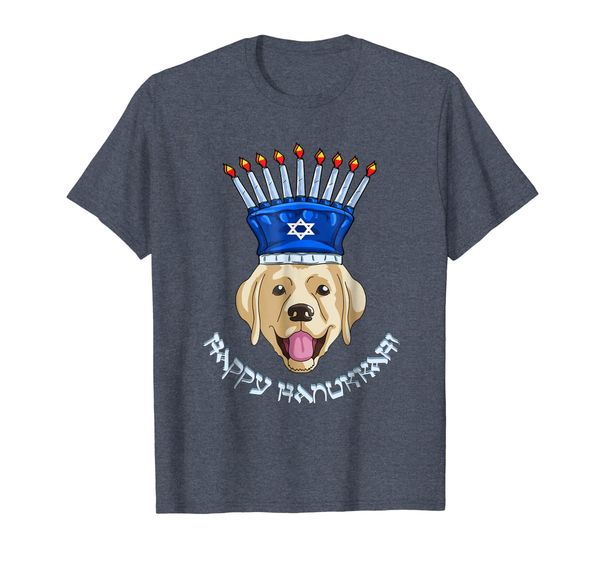 

retriever menorah hat t-shirt hanukkah chanukah shirt, White;black