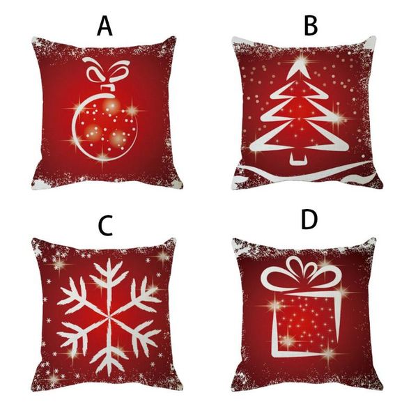 

pillow 4pc christmas red sofa decorative snow gift printed cotton soft linen throw case cushion home living room ornament