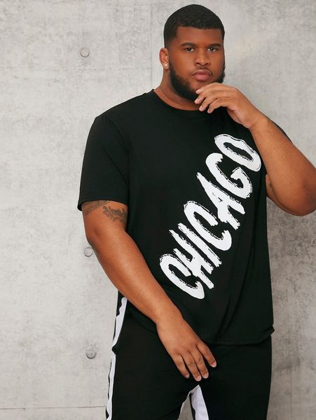 

extended sizes men letter graphic tee j6cu#, White;black