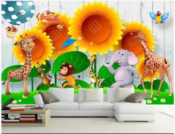

wallpapers custom po wallpaper for walls 3 d murals beautiful sunflower cartoon animal children's room background wall papers home decor