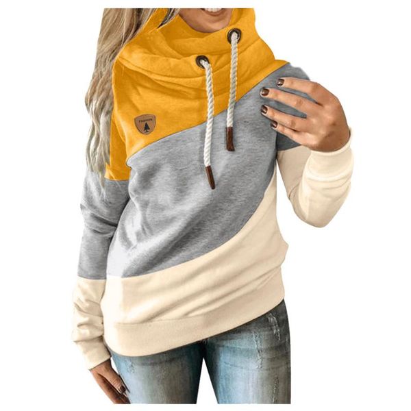 

women's hoodies & sweatshirts women casual fashion comfortable solid contrast splice long sleeve hoodie sweatshirt strap sudaderas con, Black