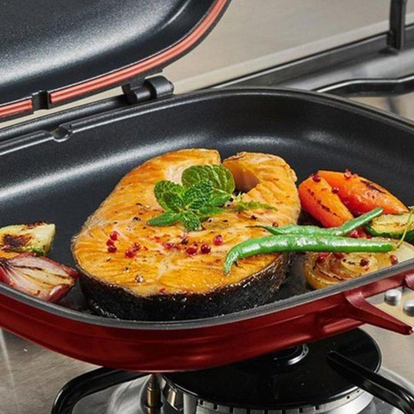 

28/32cm double side grill fry pan cookware aluminum kitchen tool accessories face steak cooking v1t2 pans