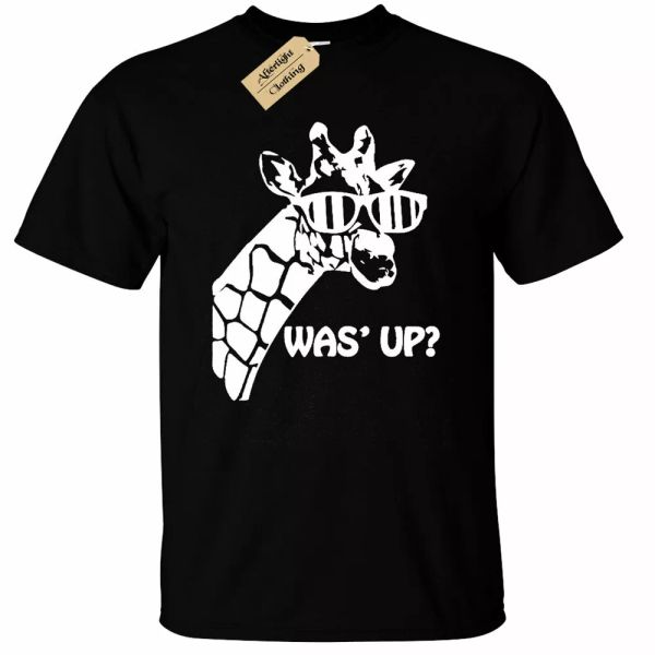 

hombre costaba ' dar cuerda jirafa lindo grÃ¡fico animal camiseta, White;black