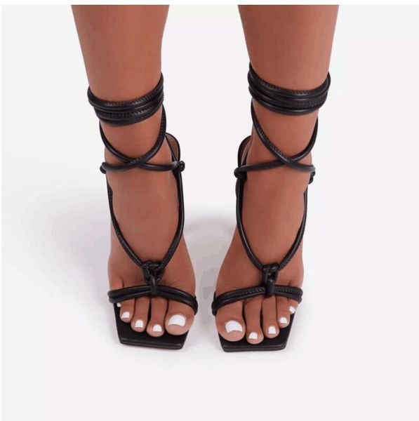

sandals high-heeled shoes stiletto fish mouth cross strap metal pendant catwalk women's, Black