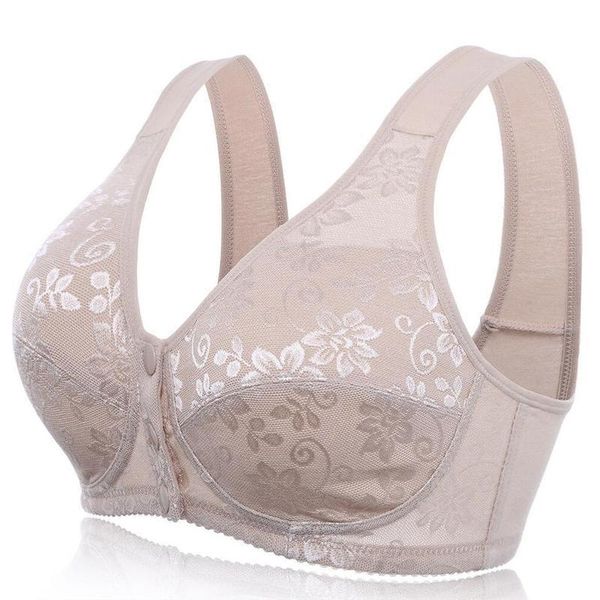 

bras front close t-back lingerie for women wireless cotton comfortble embroidery pattern bra underwear plus size 44 42 40 38 36, Red;black