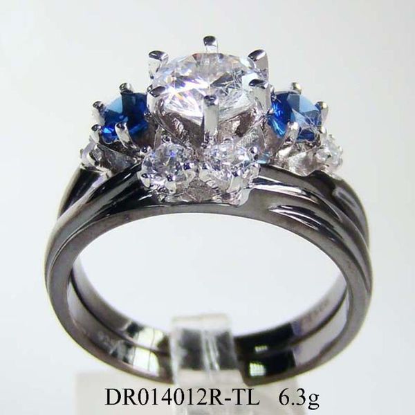 

cluster rings selling 925 sterling silver jewelry tanzanit & white cz women engagement wedding set for gift, Golden;silver