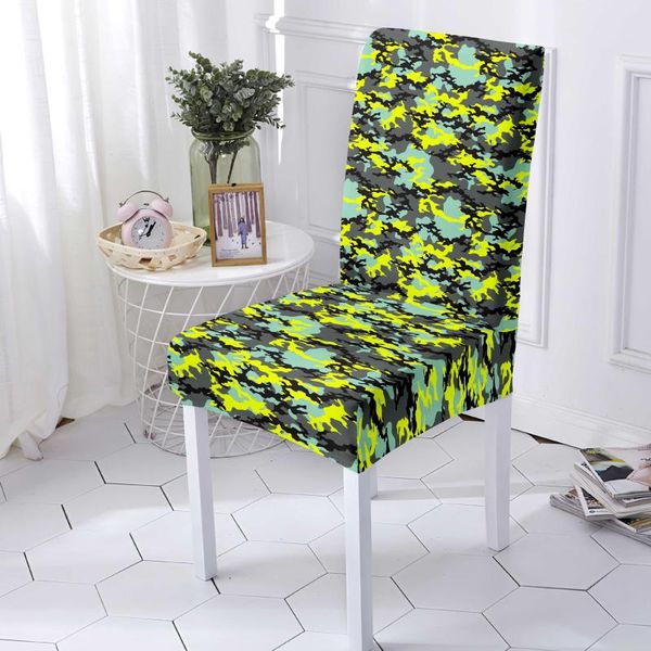 

chair covers camouflage geometric dining chairs cover spandex elastic slipcover case stretch silla gamer funda