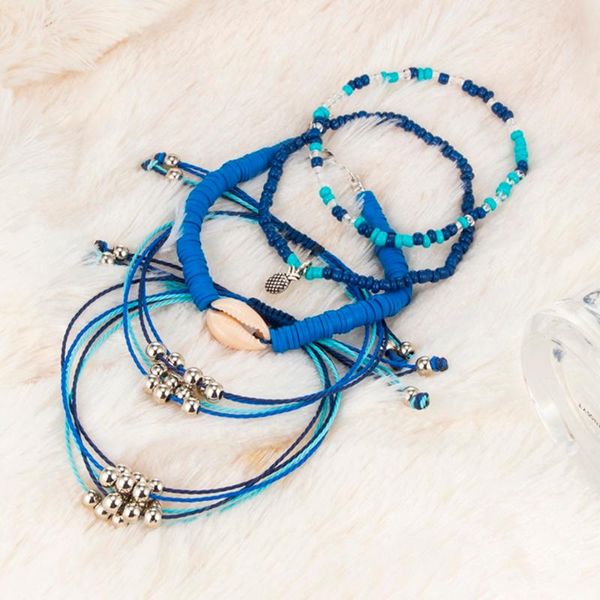 

charm bracelets boho bangle dolphin pineapple shell bracelet for women fashion mini beads rope braided set summer bohemia jewelry, Golden;silver