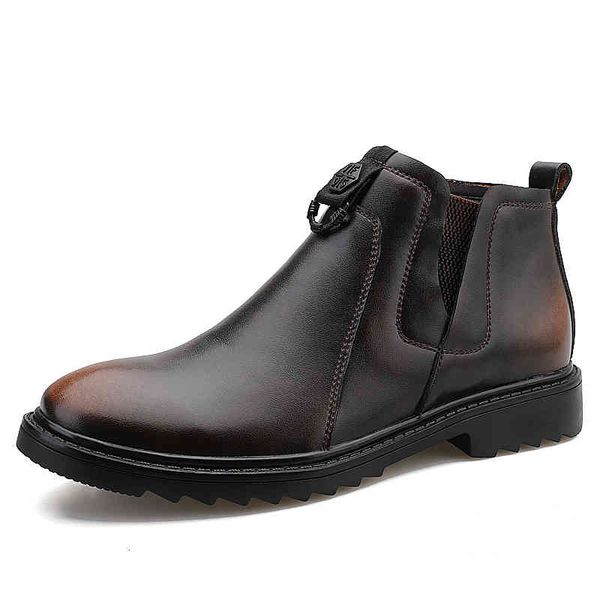 

boots winter men leather resistant multifunction ankle platform personality man footwear casual shoes 78ef, Black