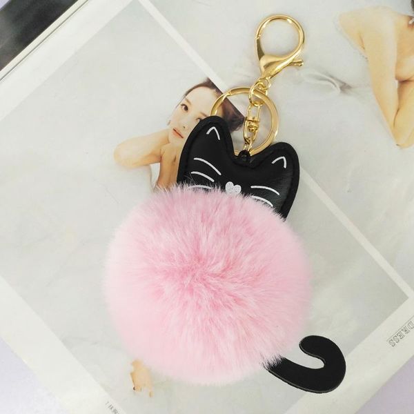 

keychains fashion cat pompom ball key chains jewelry charms pendant for handbags decoration handmade ornament year kid gifts, Silver