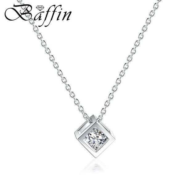 

pendant necklaces classic cube beads crystal pendants silver color cubic zirconia chain for women wedding party chic gift
