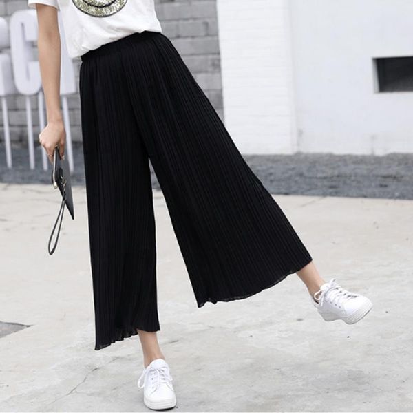 

women's pants & capris women casual straight female summer autumn solid elegant lady palazzo flared wide killer legs, Black;white