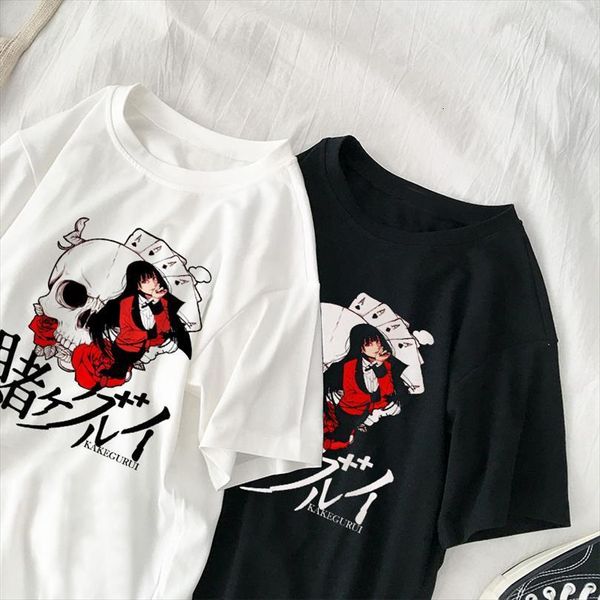 

japanese anime kakegurui cosplay summer mens t shirts and women casual harajuku cute chic vintage tees jabami yumeko japan, White;black