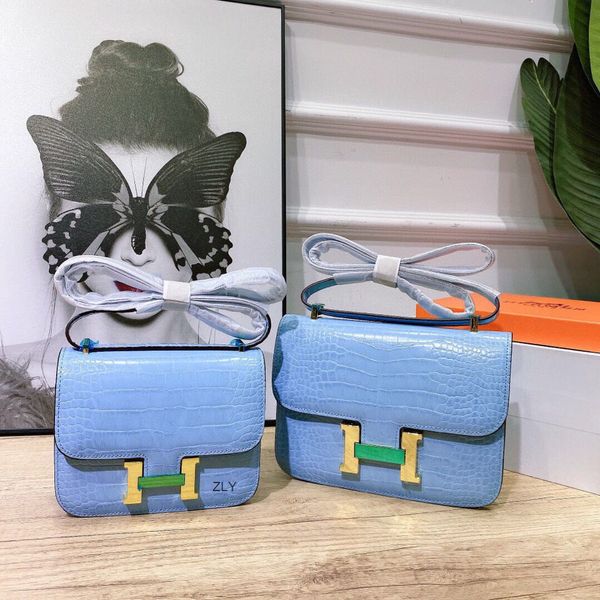 

crocodile pattern patent leather cowhide stewardess kangkang one shoulder messenger women's net red zly bags handbag women luxurys bags