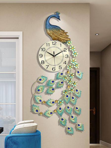 

wall clocks modern design aesthetic clock contemporary bling peacock living room large reloj pared home decoration 50wc
