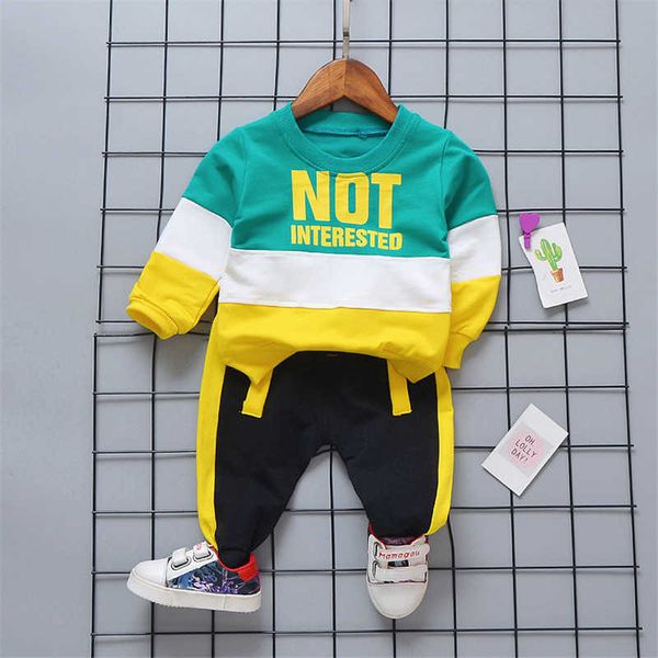 

cotton spring baby girl boy clothing sets infant clothes suits casual sport t shirt pants kid child 210615, White