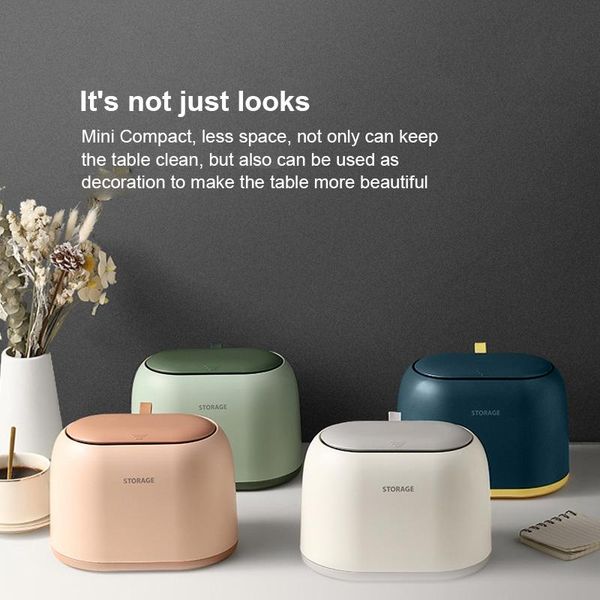 

waste bins desktrash can with cover push-type spring lid design keep tidy mini cute creative office living room container accessories