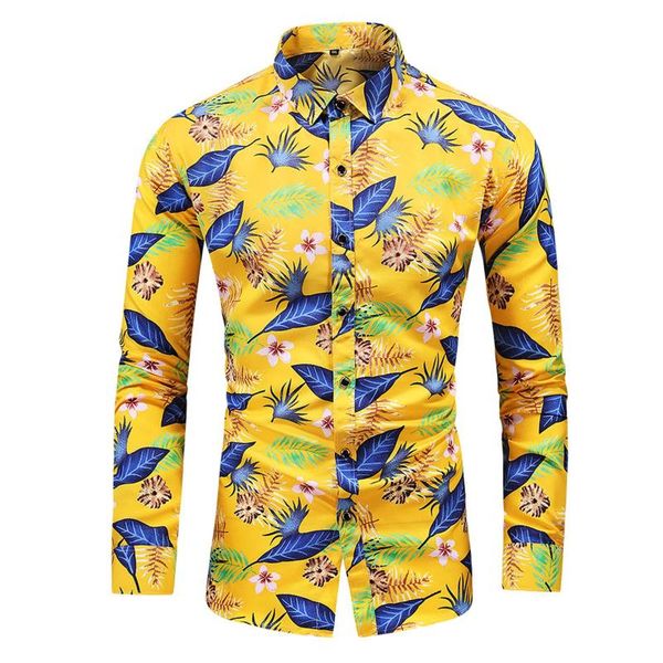 

men's casual shirts button lapel shirt long cardigan printing sleeves men, White;black