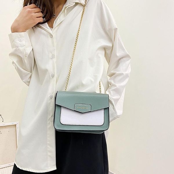 

fashion vintage women hit color pu leather chain shoulder messenger crossbody bag female retro casual daily small totes bags