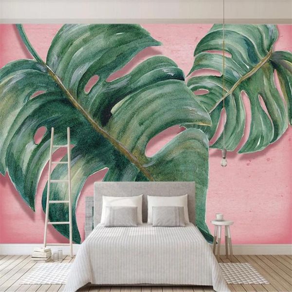 

wallpapers milofi custom 3d wallpaper mural modern hand painted plant leaf background wall living room bedroom decoration painting wallpape
