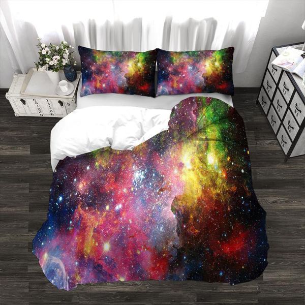 

bedding sets galaxy universe duvet cover set 3 pieces soft breathable lightweight with zipper closure 2 pillowcase