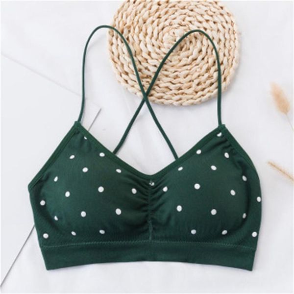 

bras ladies bra polka dot print cross straps sport women backless sports v neck brassiere underware, Red;black