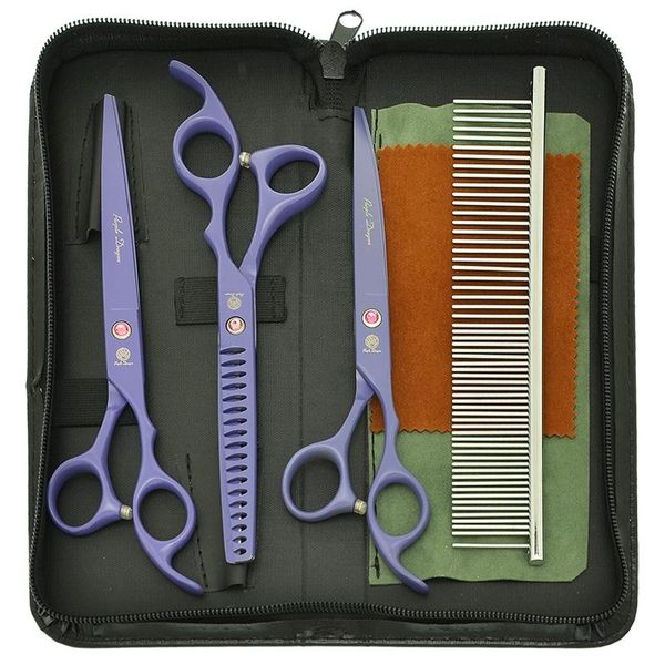 

hair scissors purple dragon 7.0" professional pet grooming cutting thinning curved dog cat hairdressing animals groomer shears b0039b