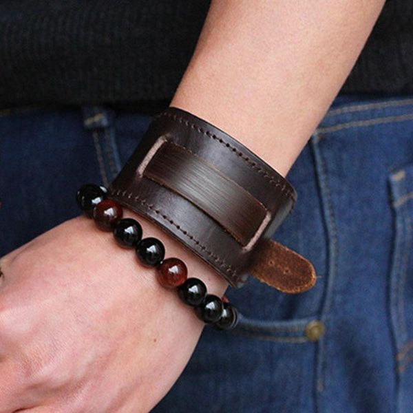 

tennis 2021 heavy metal punk bracelet men wrap leather women jewelry gift for him pulseira masculina bracelets nm-15, Golden;silver