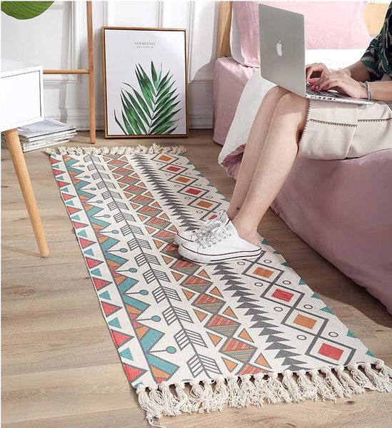

retro rugs and carpets for home living room bed door soft tassel table runner mat decoration