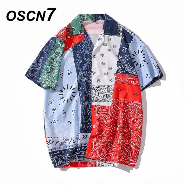 

men's casual shirts oscn7 printed short sleeve shirt men street 2021 hawaii beach oversize women fashion harujuku for xq65, White;black