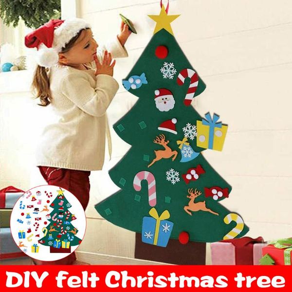 

christmas decorations felt tree set wall hanging with 26pcs detachable ornaments for kids gifts party home decoration k888