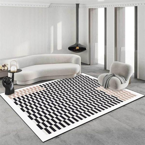 

carpets area rug for living room checkerboard lattice bedroom carpet modern simple black white brown 3d floor mats soft long velvet rugs