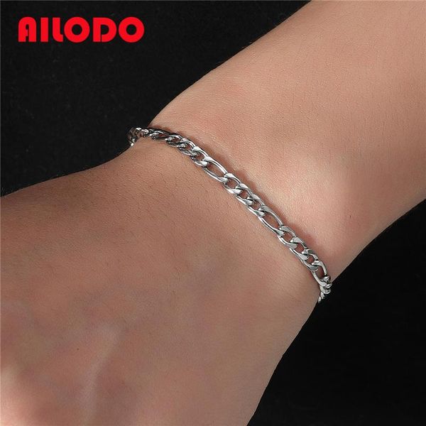 

charm bracelets ailodo minimalist 3.6mm 5mm men women stainless steel simple fashion party banquet trendy jewelry girls gift, Golden;silver