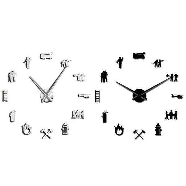 

firefighter love diy giant wall clock fire department office big watch firefighting rescue volunteer axe hydrant equipment clocks