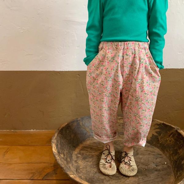 

trousers 2021 girls floral cotton pants fashion autumn long kids clothes 2-7 years, Blue