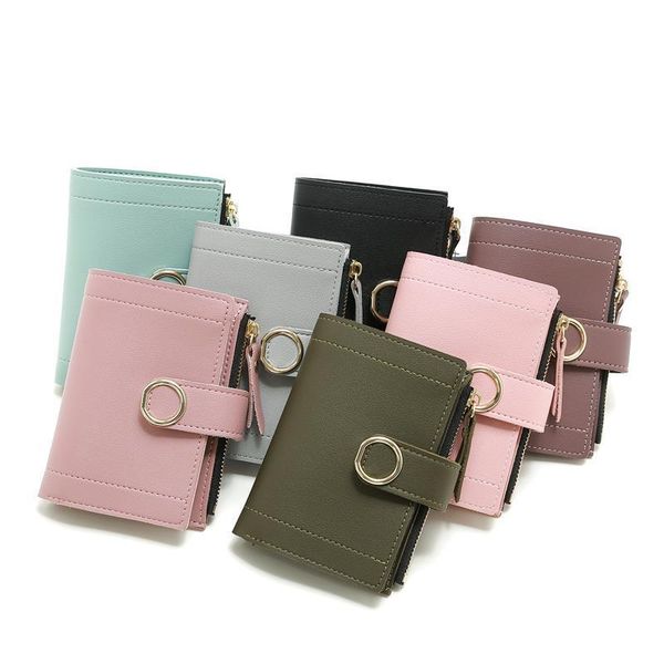 

women wallets small fashion brand leather purse ladies card bag for female money clip wallet, Red;black