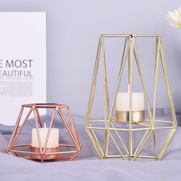 

candle holders nordic home decoration holder gold vintage geometric metal cage stand candlestick for wedding