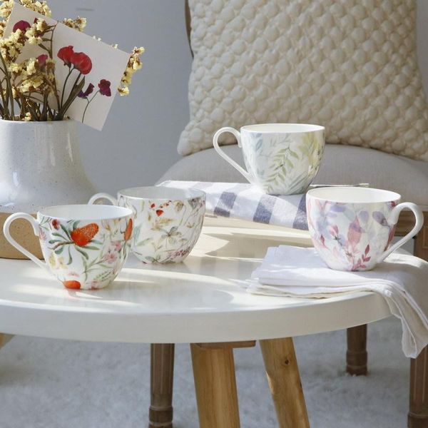 

mugs american pastoral style flower petal ceramic mug high bone china and bird tea cup breakfast milk coffee