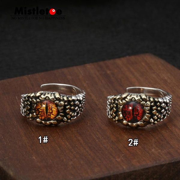 

cluster rings mistletoe 925 sterling silver vintage retro punk demon eye ring women men fashion jewelry, Golden;silver