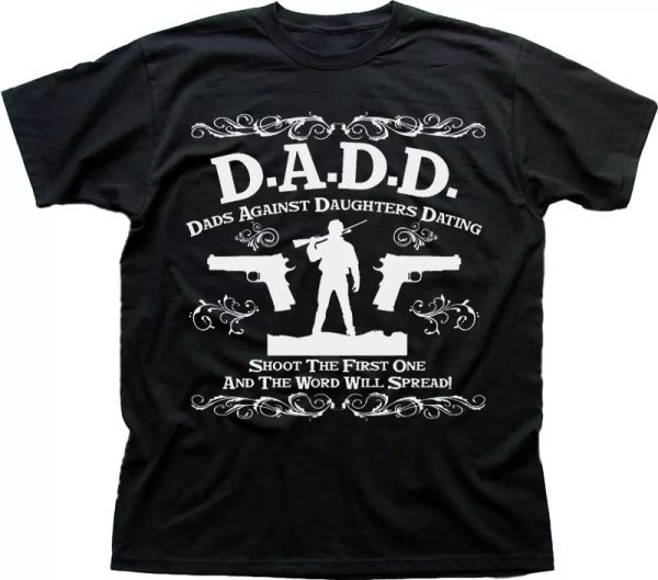 

DADD Dads Against Daughters Dating funny father black cotton t-shirt 9599, White;black