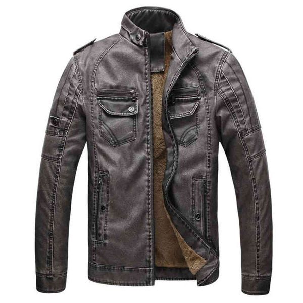 

quality autumn and winter warm plus ve coat leisure men et motorcycle windproof pu leather, Black