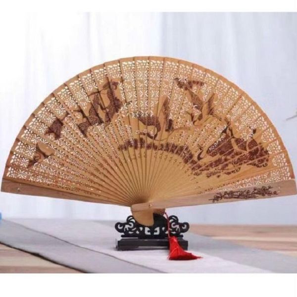 

retro chinese foldable full arborvitae fan handheld artcraft wall hanging decor for wedding gift bamboo hollow out other home