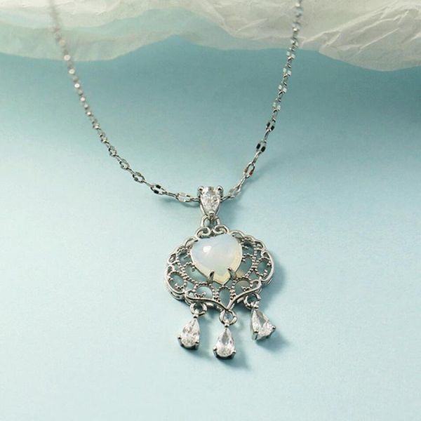 

pendant necklaces kofsac elegant women silver color party jewelry vintage crystal love geometric necklace lady birthday present joyas