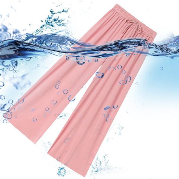 

women's pants & capris ice silk wide leg big size fat sister 200kg add drop feeling straight tube loose show thin nine cent casual, Black;white