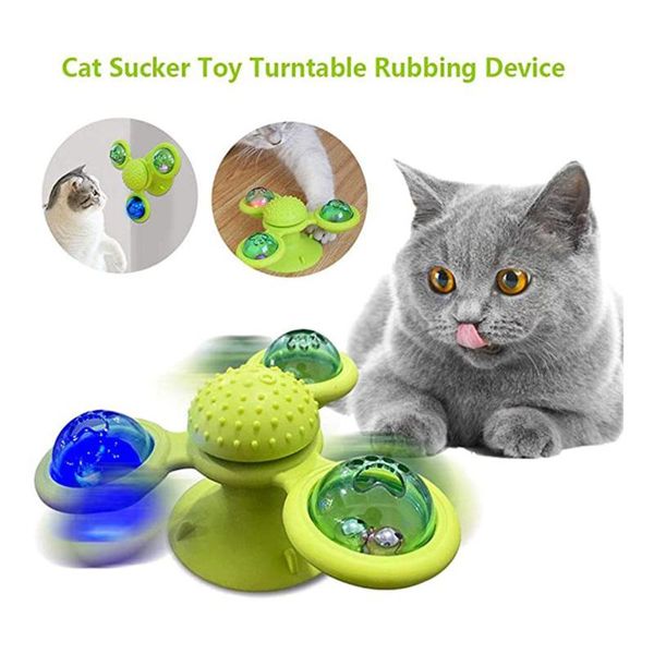 

cat toys 3 headed windmill turnable interactive pet toy with suction cup perfect gift choice for pets 2021