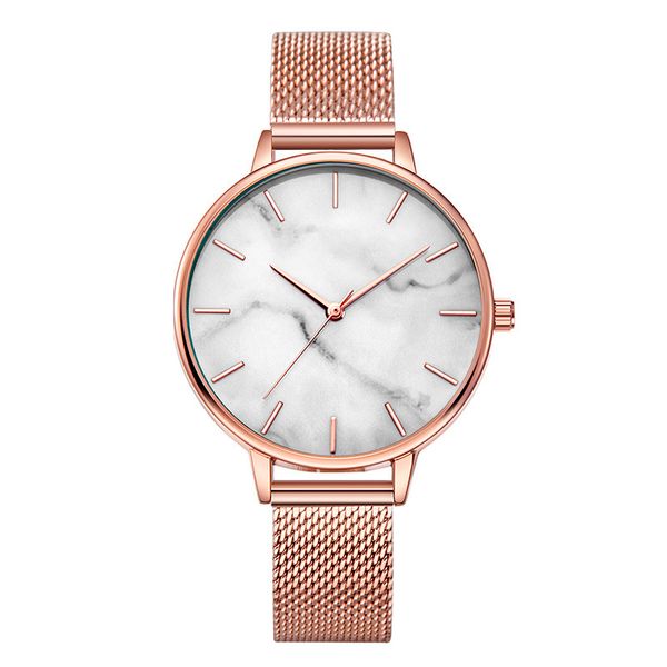 Senhoras Assista Pulseira de Aço Inoxidável 38mm Rosa Superfície de Mármore De Ouro Moda Presente Simples para namorada