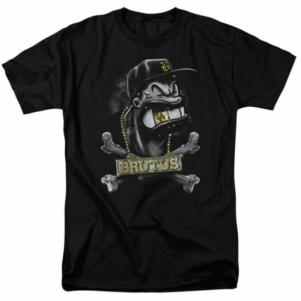 

popeye brutus thug t shirt licensed comic cartoon tee black, White;black