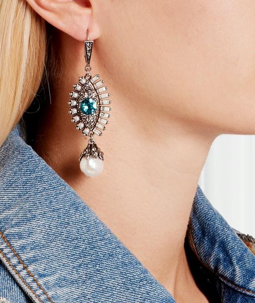 

dangle & chandelier wholesale fashion gold rhinestone drop earrings for women girl elegant charming crystals pearl jewelry ear gift, Silver