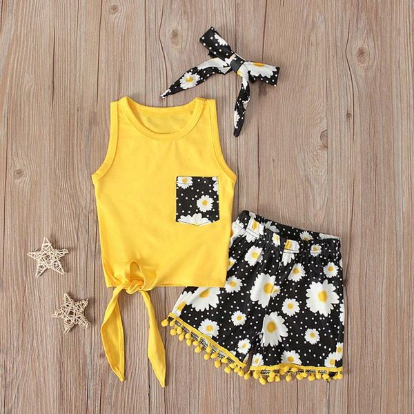 

baby girls clothes sets toddler kids short summer sleeveless vest floral shorts set 2pcs cute infant clothing, White